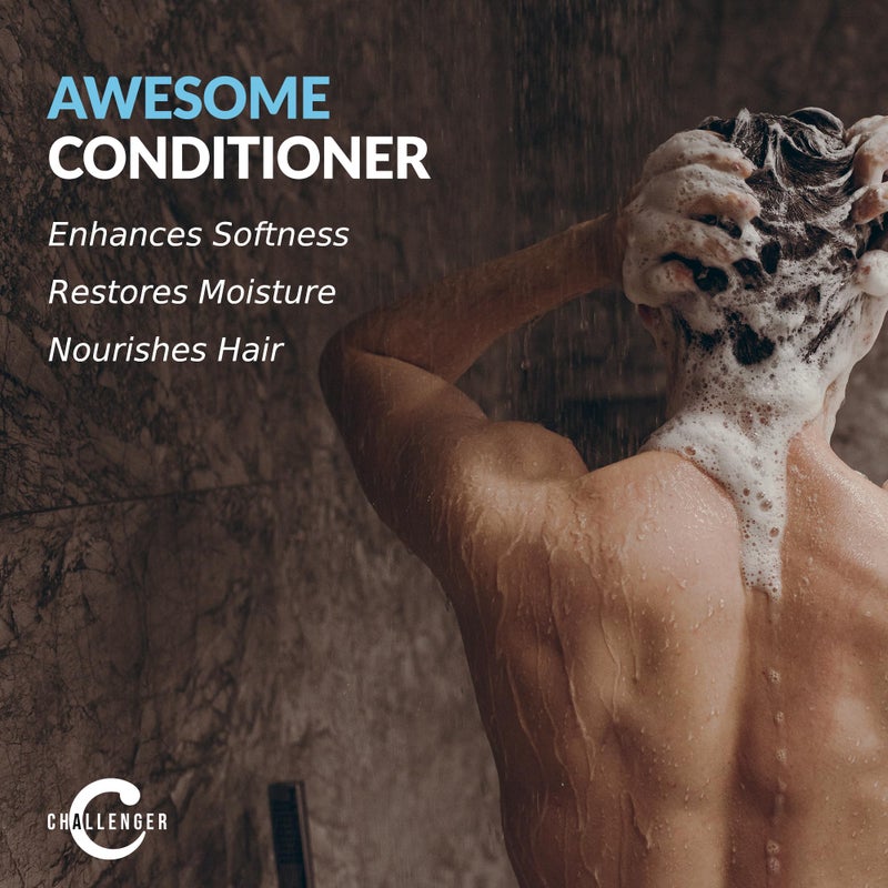 Challenger Awesome Mint Conditioner | Men's Shower Product | For Itchy & Dry Scalp | Removes Dirt & Oils | Coconut Oil, Jojoba Oil, Hydrolyzed Keratin | Sulfate Free | 16oz - Image 2